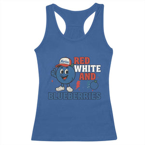Red White and Blueberries Racerback Tank Top Patriotic Fruit Cartoon Graphic TS02 Royal Blue Print Your Wear