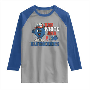Red White and Blueberries Raglan Shirt Patriotic Fruit Cartoon Graphic TS02 Sport Gray Royal Print Your Wear