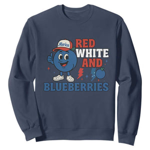 Red White and Blueberries Sweatshirt Patriotic Fruit Cartoon Graphic TS02 Navy Print Your Wear