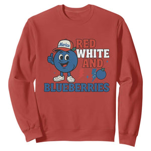 Red White and Blueberries Sweatshirt Patriotic Fruit Cartoon Graphic TS02 Red Print Your Wear