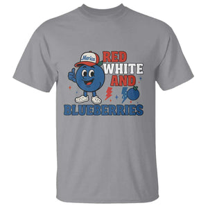 Red White and Blueberries T Shirt Patriotic Fruit Cartoon Graphic TS02 Sport Gray Print Your Wear