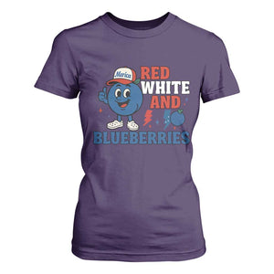 Red White and Blueberries T Shirt For Women Patriotic Fruit Cartoon Graphic TS02 Purple Print Your Wear