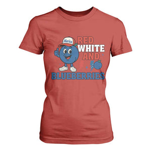 Red White and Blueberries T Shirt For Women Patriotic Fruit Cartoon Graphic TS02 Red Print Your Wear