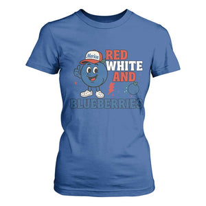 Red White and Blueberries T Shirt For Women Patriotic Fruit Cartoon Graphic TS02 Royal Blue Print Your Wear