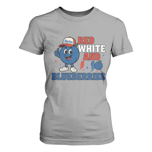 Red White and Blueberries T Shirt For Women Patriotic Fruit Cartoon Graphic TS02 Sport Gray Print Your Wear