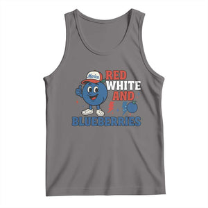 Red White and Blueberries Tank Top Patriotic Fruit Cartoon Graphic TS02 Deep Heather Print Your Wear