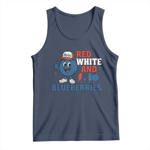 Red White and Blueberries Tank Top Patriotic Fruit Cartoon Graphic TS02 Navy Print Your Wear