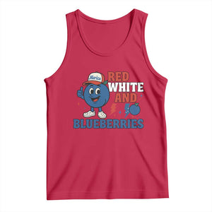 Red White and Blueberries Tank Top Patriotic Fruit Cartoon Graphic TS02 Red Print Your Wear