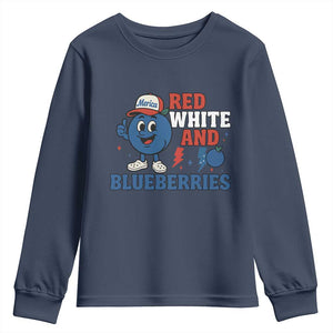 Red White and Blueberries Youth Sweatshirt Patriotic Fruit Cartoon Graphic TS02 Navy Print Your Wear
