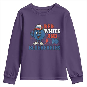 Red White and Blueberries Youth Sweatshirt Patriotic Fruit Cartoon Graphic TS02 Purple Print Your Wear