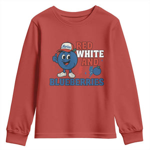 Red White and Blueberries Youth Sweatshirt Patriotic Fruit Cartoon Graphic TS02 Red Print Your Wear