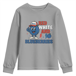 Red White and Blueberries Youth Sweatshirt Patriotic Fruit Cartoon Graphic TS02 Sport Gray Print Your Wear