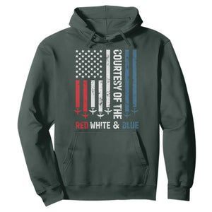 Courtesy of the Red White and Blue Hoodie US Military Patriotic American Flag TS02 Dark Forest Green Print Your Wear