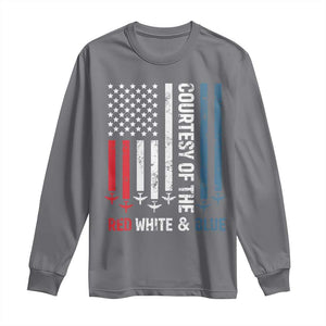 Courtesy of the Red White and Blue Long Sleeve Shirt US Military Patriotic American Flag TS02 Charcoal Print Your Wear