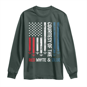 Courtesy of the Red White and Blue Long Sleeve Shirt US Military Patriotic American Flag TS02 Dark Forest Green Print Your Wear