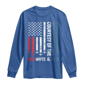 Courtesy of the Red White and Blue Long Sleeve Shirt US Military Patriotic American Flag TS02 Royal Blue Print Your Wear