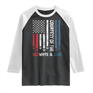 Courtesy of the Red White and Blue Raglan Shirt US Military Patriotic American Flag TS02 Black White Print Your Wear