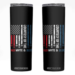 Courtesy of the Red White and Blue Skinny Tumbler US Military Patriotic American Flag TS02 Black Print Your Wear