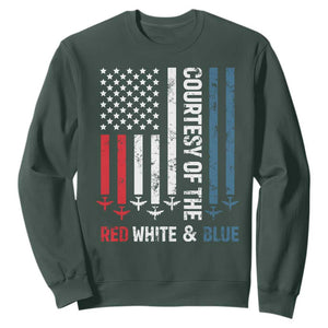 Courtesy of the Red White and Blue Sweatshirt US Military Patriotic American Flag TS02 Dark Forest Green Print Your Wear