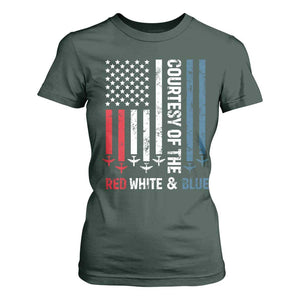 Courtesy of the Red White and Blue T Shirt For Women US Military Patriotic American Flag TS02 Dark Forest Green Print Your Wear