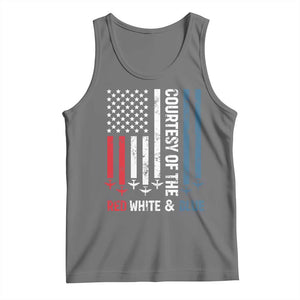 Courtesy of the Red White and Blue Tank Top US Military Patriotic American Flag TS02 Black Heather Print Your Wear