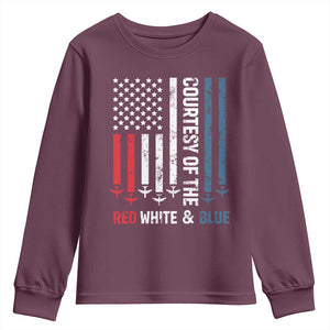Courtesy of the Red White and Blue Youth Sweatshirt US Military Patriotic American Flag TS02 Maroon Print Your Wear
