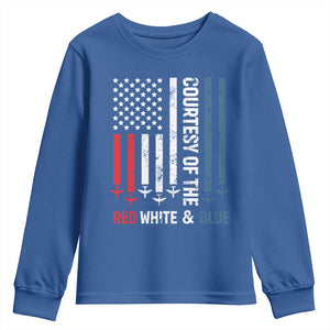 Courtesy of the Red White and Blue Youth Sweatshirt US Military Patriotic American Flag TS02 Royal Blue Print Your Wear