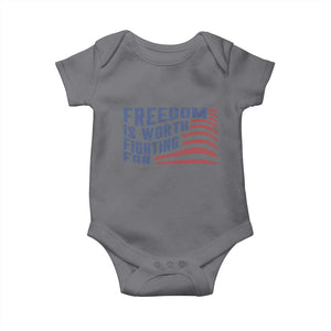 Freedom Is Worth Fighting For Baby Onesie USA Flag America True Patriot TS02 Charcoal Print Your Wear