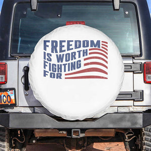 Freedom Is Worth Fighting For Spare Tire Cover USA Flag America True Patriot TS02 No hole White Print Your Wear
