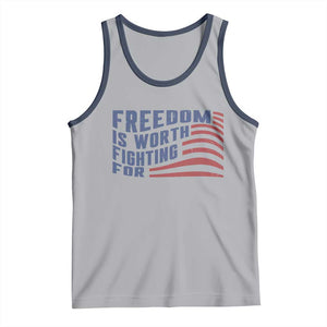 Freedom Is Worth Fighting For Tank Top USA Flag America True Patriot TS02 Athletic Heather Navy Print Your Wear