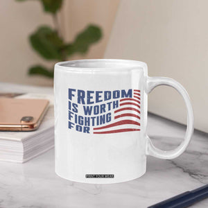 Freedom Is Worth Fighting For Coffee Mug USA Flag America True Patriot TS02 Print Your Wear