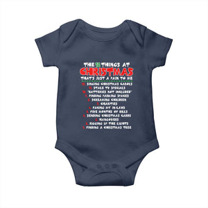 12 Pains of Christmas Parody Baby Onesie Funny Twist on the 12 Days of Christmas Tradition TS02 Navy Print Your Wear
