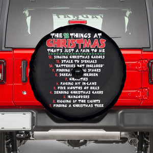 12 Pains of Christmas Parody Spare Tire Cover Funny Twist on the 12 Days of Christmas Tradition TS02 Black Print Your Wear
