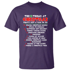 12 Pains of Christmas Parody T Shirt Funny Twist on the 12 Days of Christmas Tradition TS02 Purple Print Your Wear