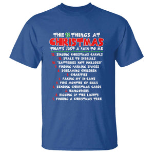 12 Pains of Christmas Parody T Shirt Funny Twist on the 12 Days of Christmas Tradition TS02 Royal Blue Print Your Wear