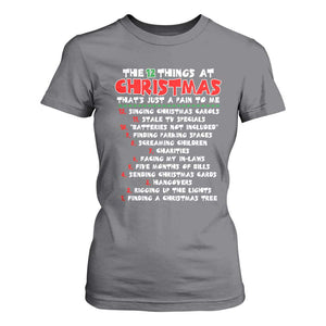 12 Pains of Christmas Parody T Shirt For Women Funny Twist on the 12 Days of Christmas Tradition TS02 Charcoal Print Your Wear