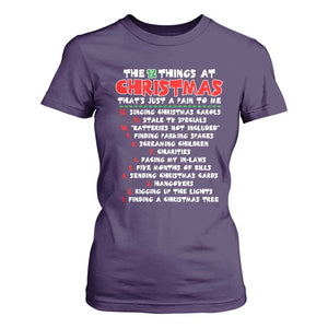12 Pains of Christmas Parody T Shirt For Women Funny Twist on the 12 Days of Christmas Tradition TS02 Purple Print Your Wear