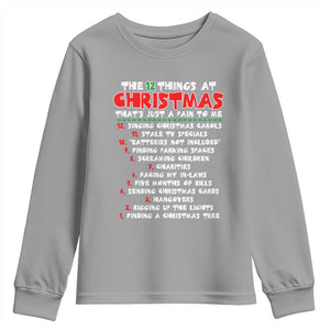 12 Pains of Christmas Parody Youth Sweatshirt Funny Twist on the 12 Days of Christmas Tradition TS02 Sport Gray Print Your Wear