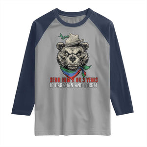 Dagestan Bear MMA Fighter Discipline Raglan Shirt Send Him 2 3 Years and Forget TS02 Sport Gray Navy Print Your Wear