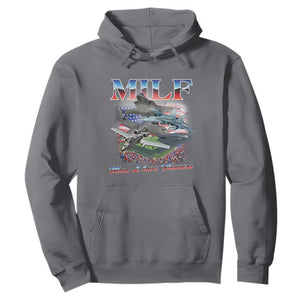 MILF Man I Love Flyovers Meme Hoodie for Aviation Buffs Patriotic Meme Lords TS02 Charcoal Print Your Wear