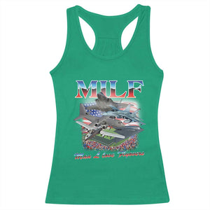 MILF Man I Love Flyovers Meme Racerback Tank Top for Aviation Buffs Patriotic Meme Lords TS02 Irish Green Print Your Wear