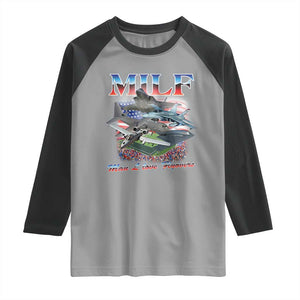 MILF Man I Love Flyovers Meme Raglan Shirt for Aviation Buffs Patriotic Meme Lords TS02 Sport Gray Black Print Your Wear