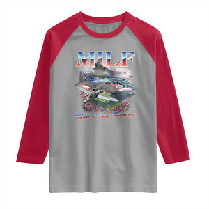 MILF Man I Love Flyovers Meme Raglan Shirt for Aviation Buffs Patriotic Meme Lords TS02 Sport Gray Red Print Your Wear