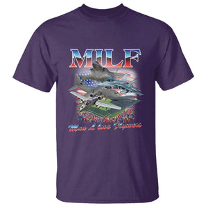 MILF Man I Love Flyovers Meme T Shirt for Aviation Buffs Patriotic Meme Lords TS02 Purple Print Your Wear