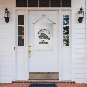 Trashed Panda Is My Spirit Animal Garden Flag Funny Drunk Raccoon Meme for Party People Hot Mess Energy TS02 Print Your Wear