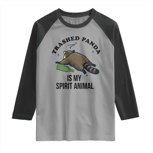 Trashed Panda Is My Spirit Animal Raglan Shirt Funny Drunk Raccoon Meme for Party People Hot Mess Energy TS02 Sport Gray Black Print Your Wear