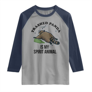Trashed Panda Is My Spirit Animal Raglan Shirt Funny Drunk Raccoon Meme for Party People Hot Mess Energy TS02 Sport Gray Navy Print Your Wear