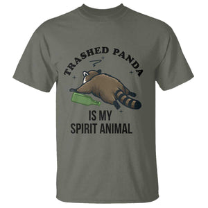 Trashed Panda Is My Spirit Animal T Shirt Funny Drunk Raccoon Meme for Party People Hot Mess Energy TS02 Military Green Print Your Wear