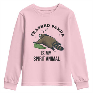 Trashed Panda Is My Spirit Animal Youth Sweatshirt Funny Drunk Raccoon Meme for Party People Hot Mess Energy TS02 Light Pink Print Your Wear