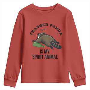 Trashed Panda Is My Spirit Animal Youth Sweatshirt Funny Drunk Raccoon Meme for Party People Hot Mess Energy TS02 Red Print Your Wear